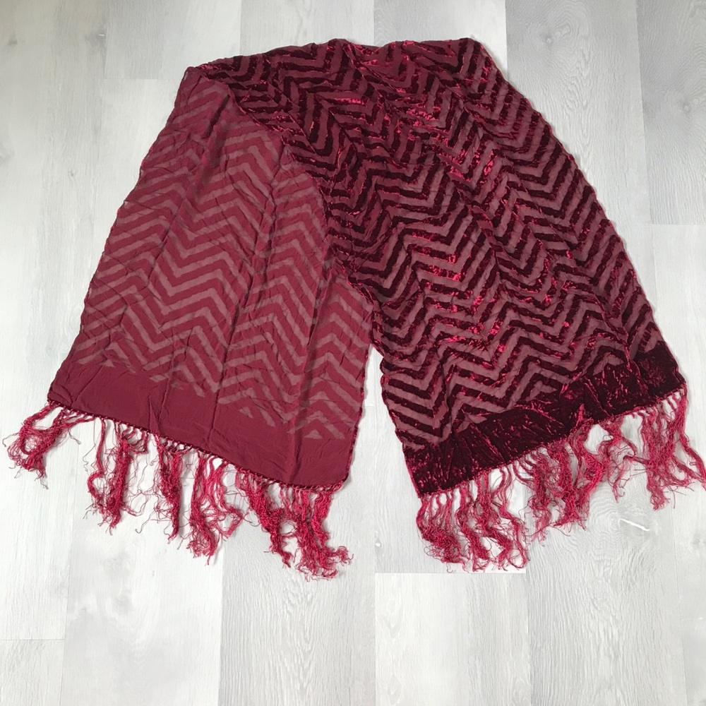 WOMENS BURGUNDY CHEVRON SCARF WRAP PASHMINA